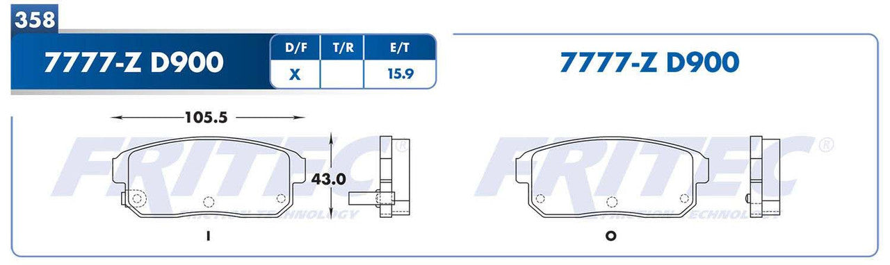 M-7777-Z PADS (7777-D900) RT TRUCK G20 2002-2002 INFINITI I35 2002-2004 NISSAN MAXIMA 2002-2003 NISSAN SENTRA 20 GENERAL MOTORS