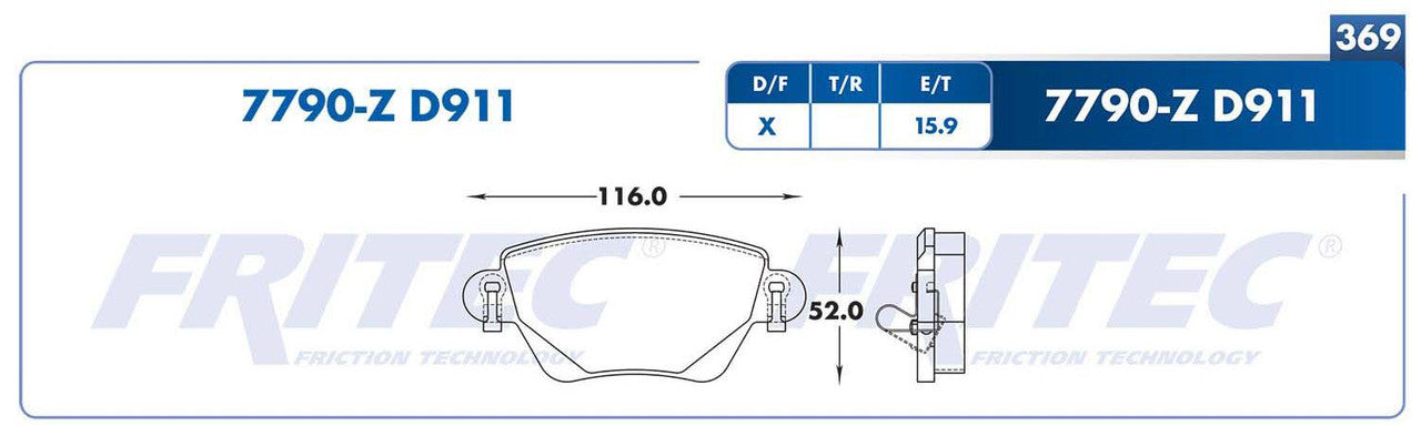 M-7790-Z PADS (7790-D911) RT MONDEO 2001-2007 JAGUAR X-TYPE 2002-2005 FORD