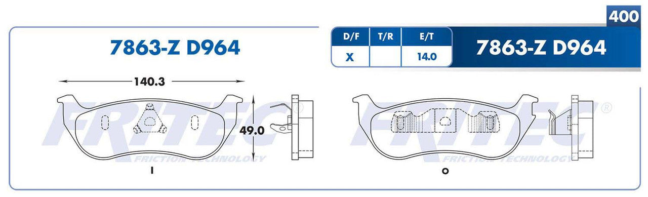 M-7863-Z PADS (7863-D964) RT LIBERTY 2003-2003 JEEP WRANGLER 2003-2004 JEEP