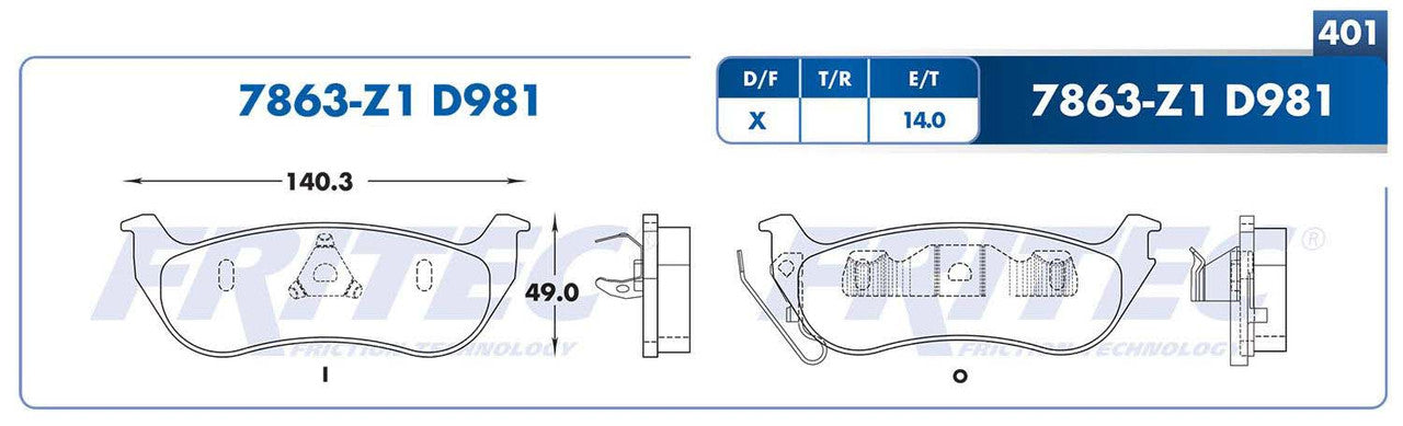 M-7863-Z1 PADS (7863-D981) RT LIBERTY 2004-2007 JEEP TJ 2000-2006 JEEP WRANGLER 2004-2006 JEEP
