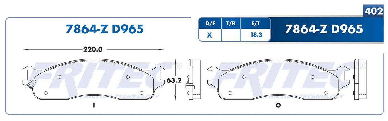 M-7864-Z PADS (7864-D965) RD TRUCK RAM 1500 EXTENDED CREW CAB 2006-2008 DODGE TRUCK RAM 2500 2003-2008 DODGE TRU DODGE