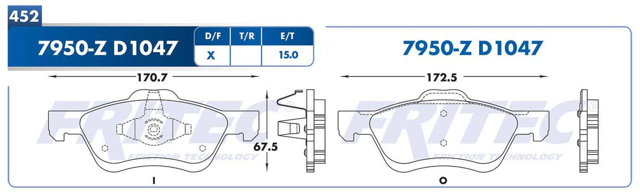 M-7950-Z PADS (7950-D1047) RD TRUCK ESCAPE 2005-2012 ESCAPE HYBRID 2008-2012 MAZDA TRUCK TRIBUTE 2005-2011 MERCU FORD