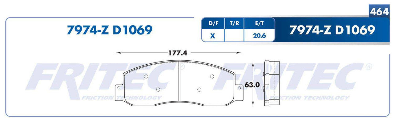 M-7974-Z PADS (7974-D1069) RD TRUCK F200 2005-2006 FORD TRUCK F-250 SUPER DUTY 2005-2008 FORD TRUCK F-350 SUPER FORD