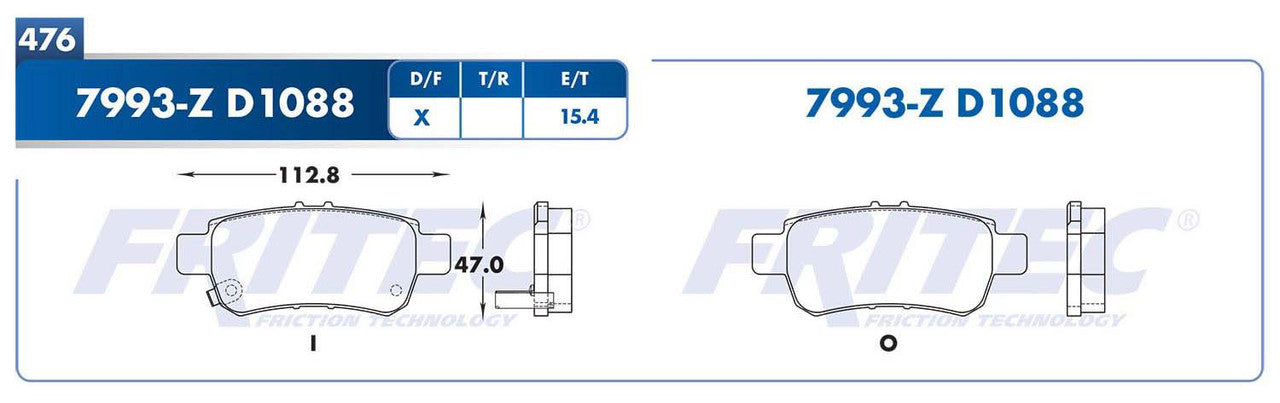 M-7993-Z PADS (7993-D1088) RT TRUCK ODYSSEY 2005-2010 HONDA
