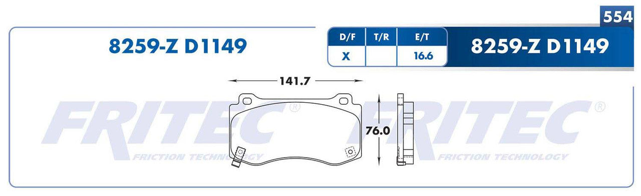 M-8259-Z PADS (8259-D1149) RD 300 2005-2006 CHRYSLER MAGNUM 2006-2006 DODGE CHARGER 2006-2006 DODGE CHARGER SXT CHRYSLER