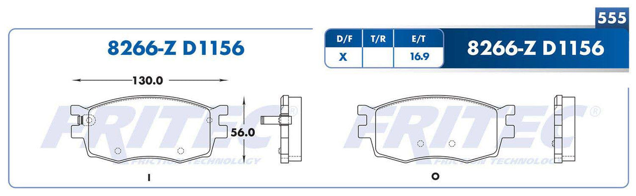 M-8266-Z PADS (8266-D1156) RD ATTITUDE 2006-2011 HYUNDAI ACCENT 2006-2011 KIA RIO 2006-2007 KIA RIO 2006-2011 JA DODGE