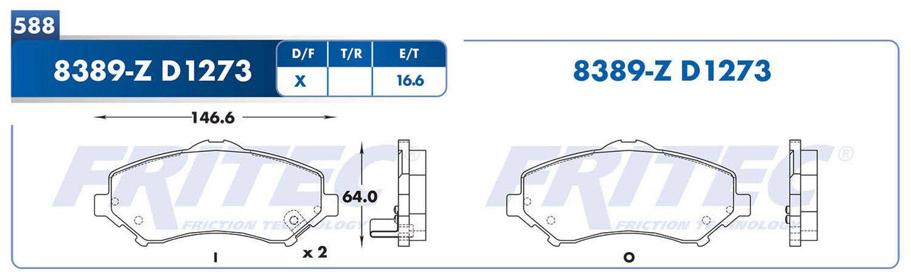 M-8389-Z PADS (8389-D1273) RD TRUCK TOWN & COUNTRY 2008-2008 DODGE TRUCK GRAND CARAVAN 2008-2008 DODGE TRUCK NIT CHRYSLER
