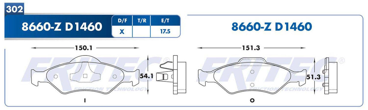 M-8660-Z PADS (8660-D1460) RD FIESTA 2000-2002 FORD