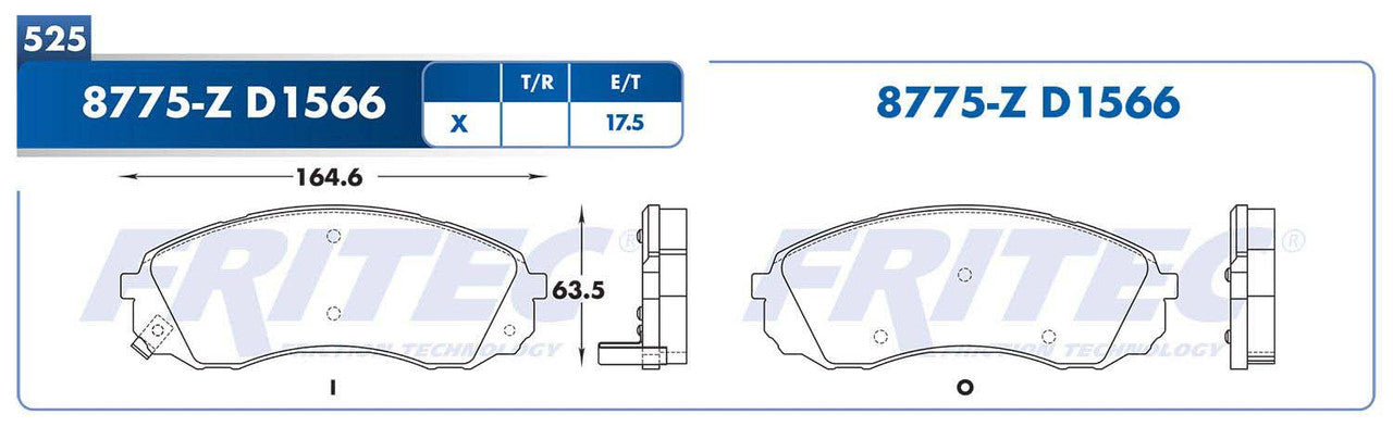 M-8775-Z PADS (8775-D1566) RD TRUCK H-100 VAN 2010-2014 HYUNDAI STAREX 2018-2020 DODGE