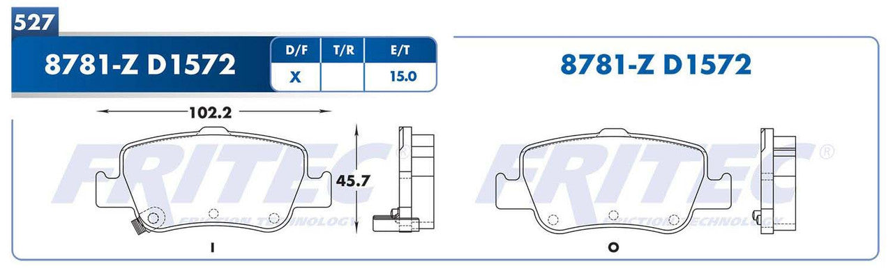 M-8781-Z PADS (8781-D1572) RT COROLLA 2007-2011 TOYOTA
