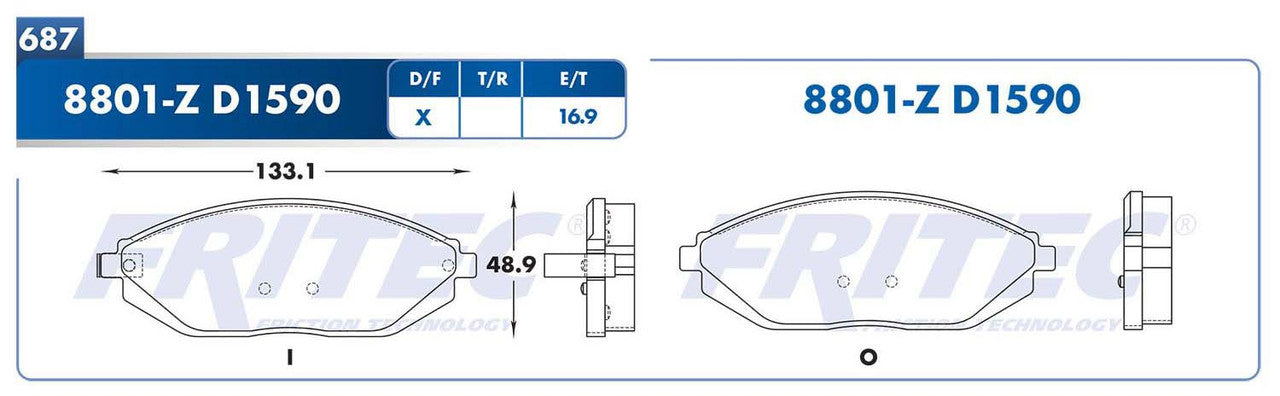 M-8801-Z PADS (8801-D1590) RD SPARK 2011-2016 CLASSIC BEAT 2018-2021 GENERAL MOTORS