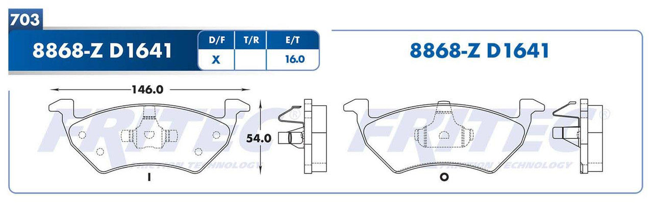 M-8868-Z BALATAS (8868-D1641) RD GOL 2012-2020 SAVEIRO 2012-2018 UP! 2016-2018 ROBUST 2019-2021 VOLKSWAGEN
