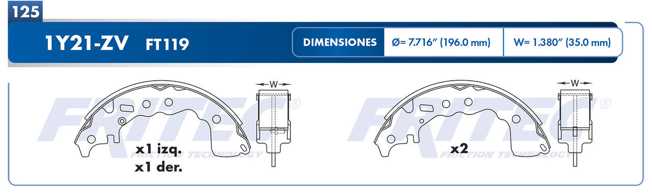 OW-1Y21-ZV BALATAS (1Y21-FT119) Kicks 2016-2019 Nissan Versa 2020 NISSAN