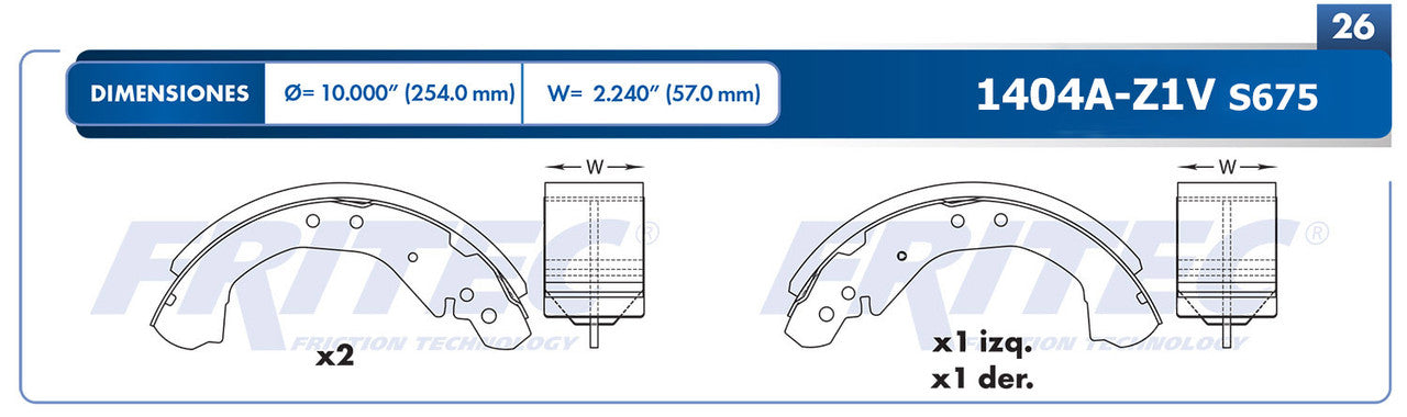 OW-1404A-Z1V BRAKE SHOE 1404A-S675 TAHOE 95/98 00/00 GMC C1500 93/99 C1500 PICKUP 95/95 YUKON 93/98 GENERAL MOTORS