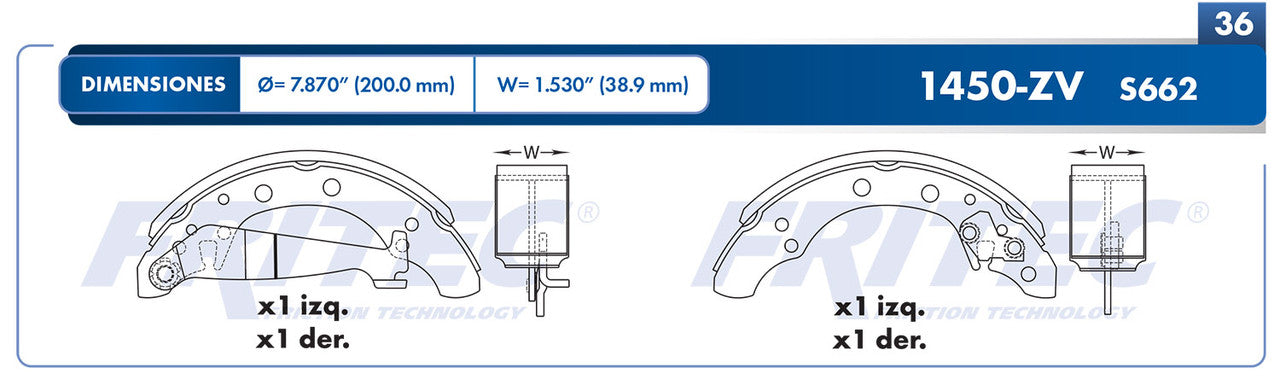 OW-1450-ZV PADS (1450-S662)(1450-S1098) MEX 2000-2009 POINTER GTI 2000-2004 POLO 2015-2016 SAVEIRO ROBUST 2019-2021 VOLKSWAGEN