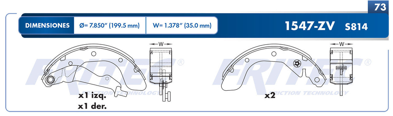 OW-1547-ZV PADS (1547-S814) AVEO 2004-2011 AVEO LS MEX 2010-2013 AVEO LT MEX 2012-2013 AVEO LTZ MEX 2012-2013 AVEO5 GENERAL MOTORS