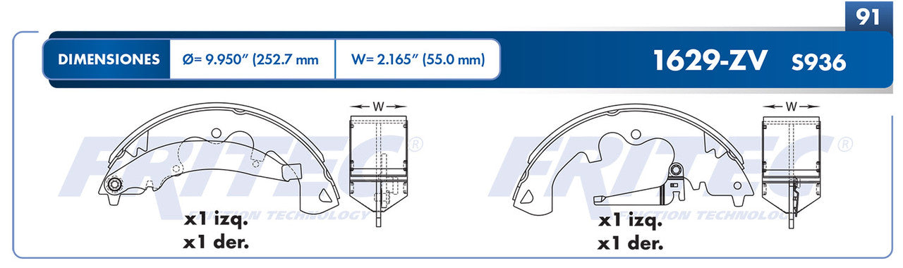 OW-1629-ZV BALATAS (1629-S936) ESCAPE 2010-2012 MERCURY MARINER 2007-2011 FORD