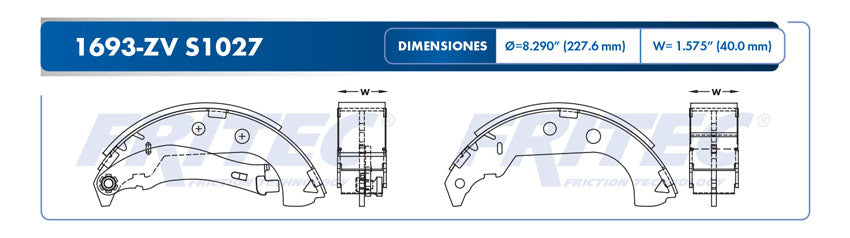 OW-1693-ZV BRAKE PADS (1693-S1027) 700 2015-2019 Single Cab RAM PROMASTER RAPID 2017-2020 RAM