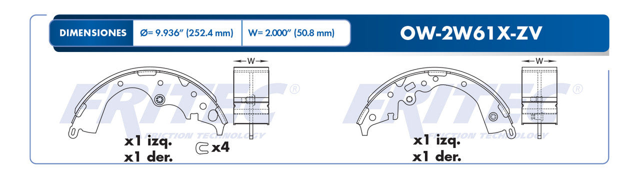 OW-2W61X-ZV PADS TRUCK HIACE GL MEX 2006-2010 TOYOTA