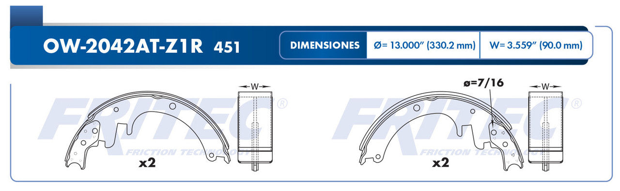 OW-2042AT-Z1R BRAKE SHOE (2042AT-S451) CHEVROLET CHEV. C30 1980/1991 MICROBUS 1980/1999 C2500 2000/2000 C3500 1990/1991 1994/ GENERAL MOTORS