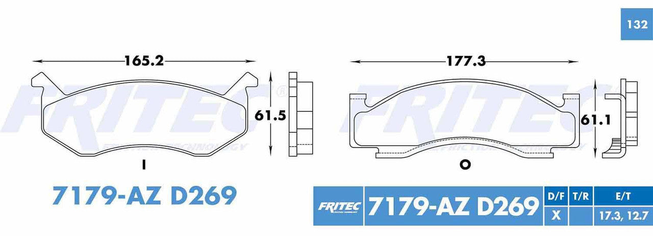 SHD7179-AZ PADS (7179A-D269) RD TRUCK MICROBUS 1990-1997 DODGE TRUCK B150 1984-1984 DODGE TRUCK B150 1994-1994 DOD GENERAL MOTORS