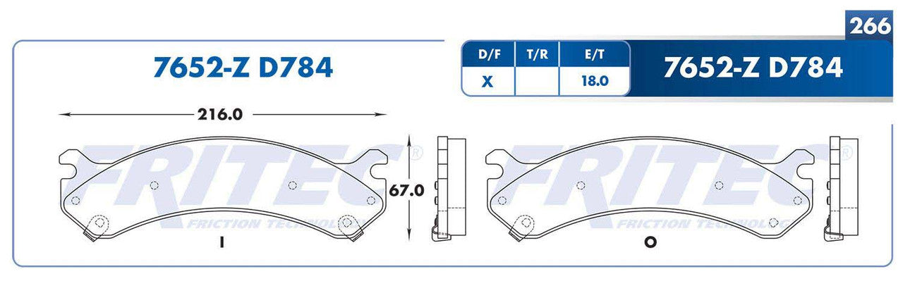 SHD7652-Z PADS (7652-D784) RD DTS 2006-2006 CHEVROLET TRUCK AVALANCHE 2500 2002-2006 CHEVROLET TRUCK EXPRESS 2500 CADILLAC
