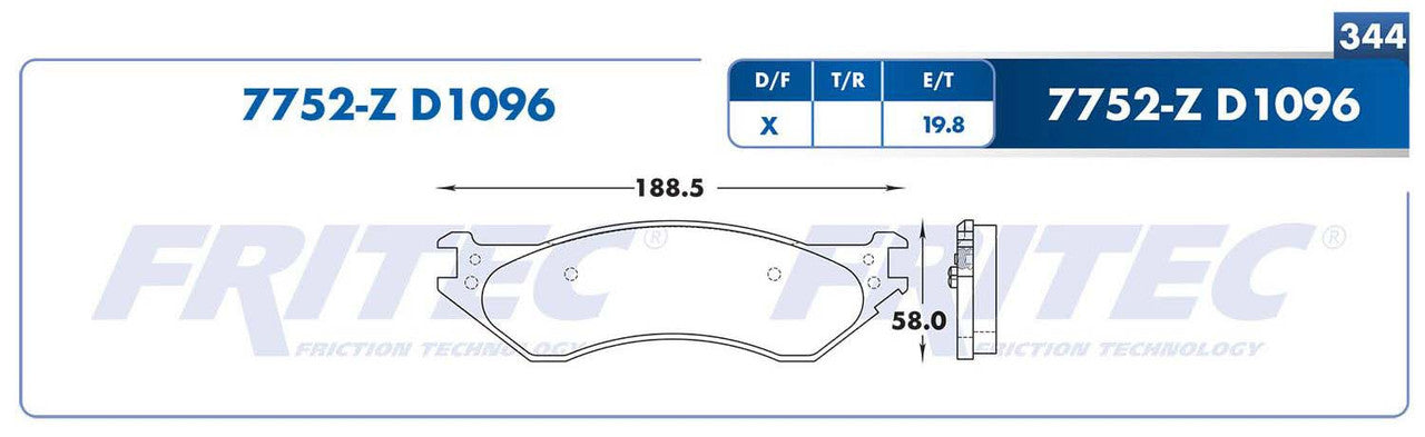 SHD7752-Z PADS (7752-D1096) RT TRUCK RAM 3500 2001-2002 DODGE