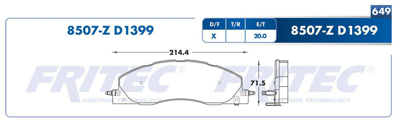 SHD8507-Z PADS (8507-D1399) RD TRUCK RAM 2500 TRUCK RAM 3500 TRUCK RAM 4000 RAM 1500 RAM 2500 RAM 3500 09/15 CHRYSLER