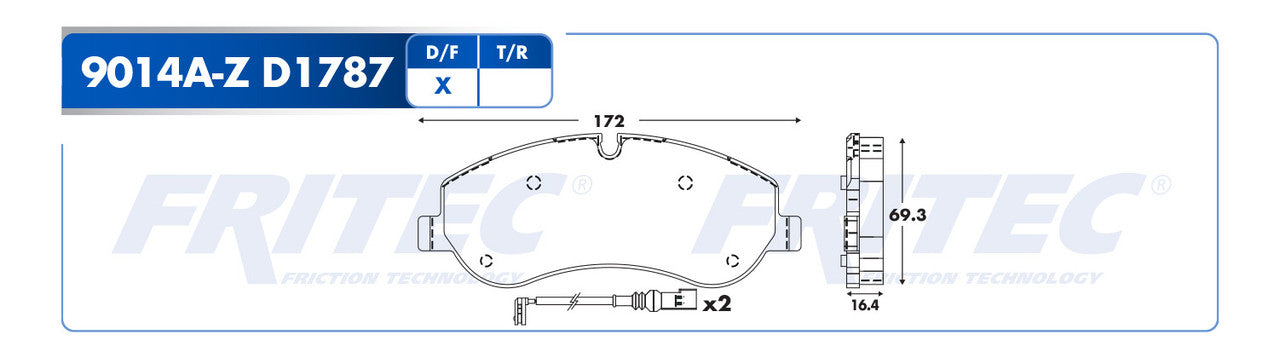 SHD9014A-Z PADS (9014A-D1787) RD TRUCK TRANSIT CUSTOM 2014-2020 FORD