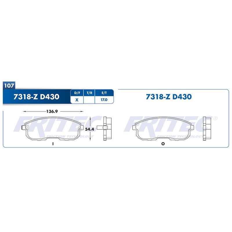 SPC-7318-Z PADS 7318-D430 (FDB-4112)(D)ALIMA 93/01 ALIMA 96/97 NISSAN