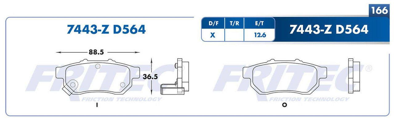 SPC-7443-Z PADS 7443-D564 (FDB-564TC)(T)CITY 10/11 FIT 06/09 HONDA