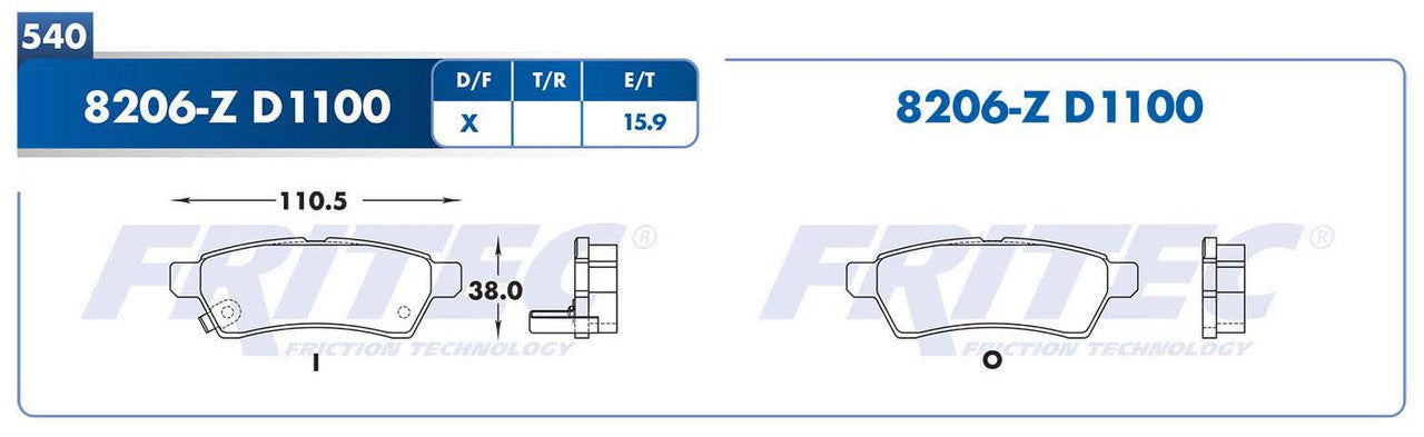 SPC-8206-Z BALATAS 8206-D1100 (FDB-1100TC)(T)FRONTIER 05/13 XTERRA 08/13 EQUATOR 09/12 NISSAN
