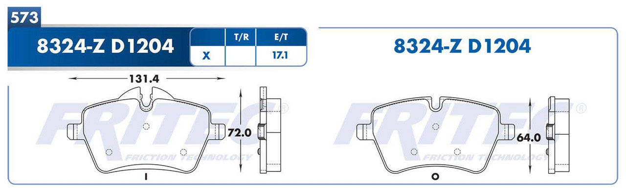 SPC-8324-Z PADS 8324-D1204 (FDB-4080)(D)MINI COOPER 07/14 MINI COOPER
