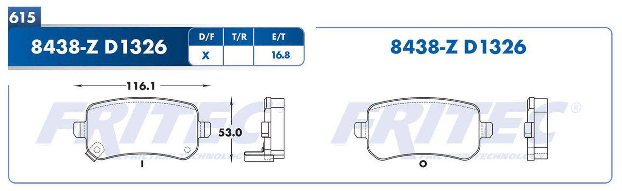 SPC-8438-Z PADS 8438-D1326 (FDB-4196)(T)TOWN COUNTRY GRAND CARAVAN 08/13 JOURNEY 07/13 JOURNEY RT /11 ROUTAN 09/13 CHRYSLER