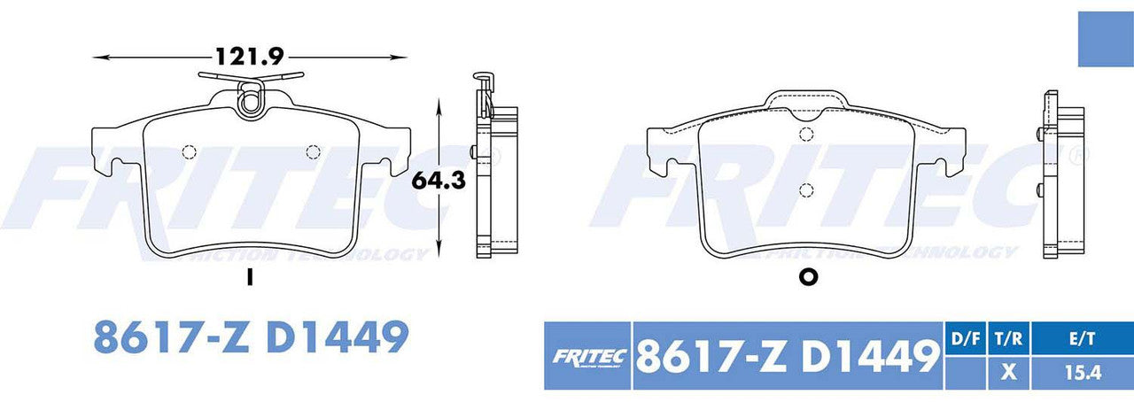 SPC-8617-Z BALATAS (8617-D1449) R.T. XF 2009-2015 XJ 2007-2017 XK 2007-2014 JAGUAR