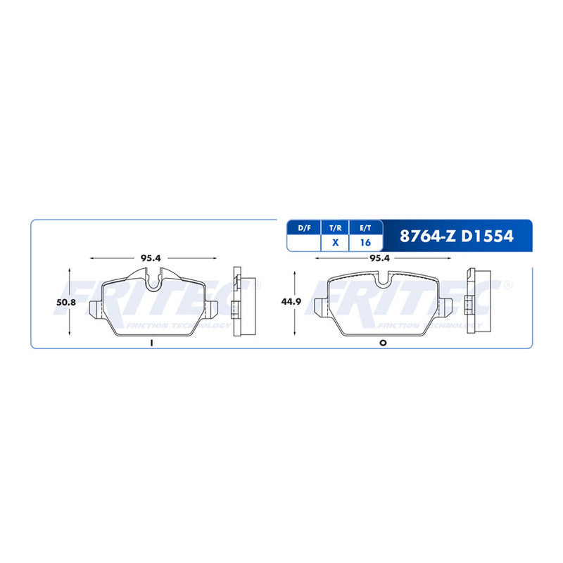 SPC-8764-Z PADS (8764-D1554) RT COOPER COUNTRYMAN 2011-2017 PACEMAN 2013-2016 MINI COOPER