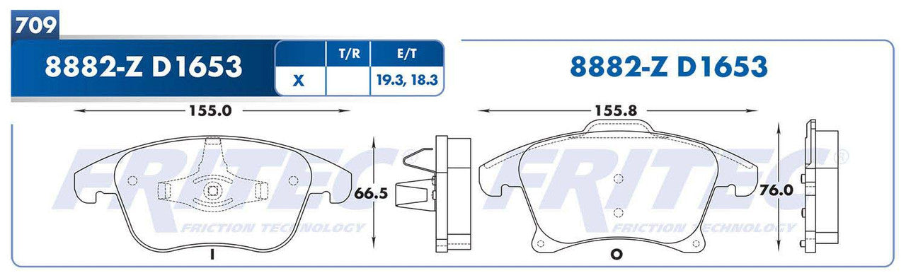SPC-8882-Z PADS 8882-D1653 (D)FUSION 13/14 LINCOLN MKZ 13/14 FORD