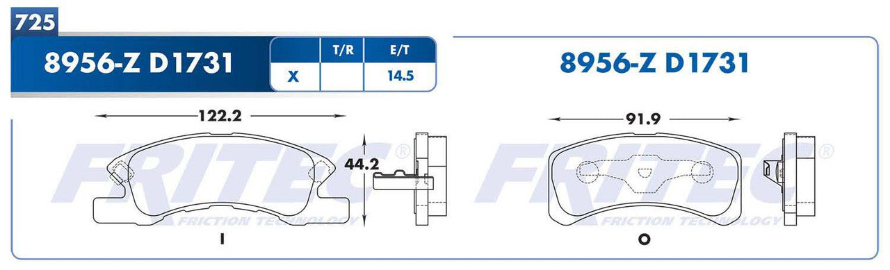 SPC-8956-Z PADS (8956-D1731) (D) ATTITUDE MIRAGE 14/17 CHRYSLER