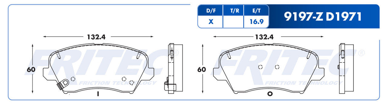 SPC-9197-Z PADS (9197-D1971)RD FORTE HATCHBACK 17/19 KIA