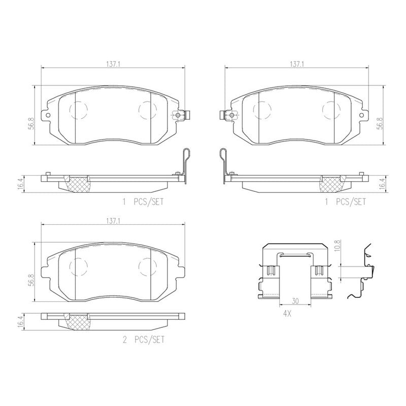 BRE-P78013 PADS (D929-7880)(RD)(LM) SUBARU FORESTER 2003/2010 IMPREZA 2008/2013 LEGACY 2007 LEGACY 2009 OUTBACK 20 SUBARU