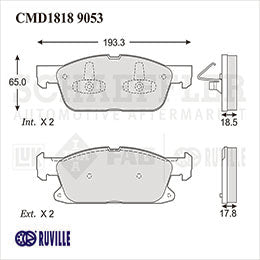 RV-CMD18189053 PADS 9053-D1818 (CE) RD EDGE 2016/18 LINCOLN MKX 2016/18 FORD