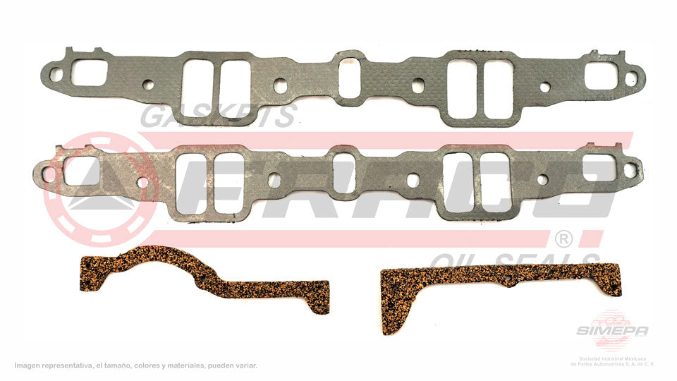 MIX-1182030 - EMPAQUE MULTIPLE DE ADMISION PARA CHRYSLER CORDOBA V8 5.2 L 16 V. 318 CID 1975-1983