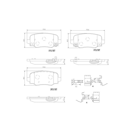 BRE-P23177N - BALATAS TRASERAS PARA FIAT 500X EASY 2016-2017