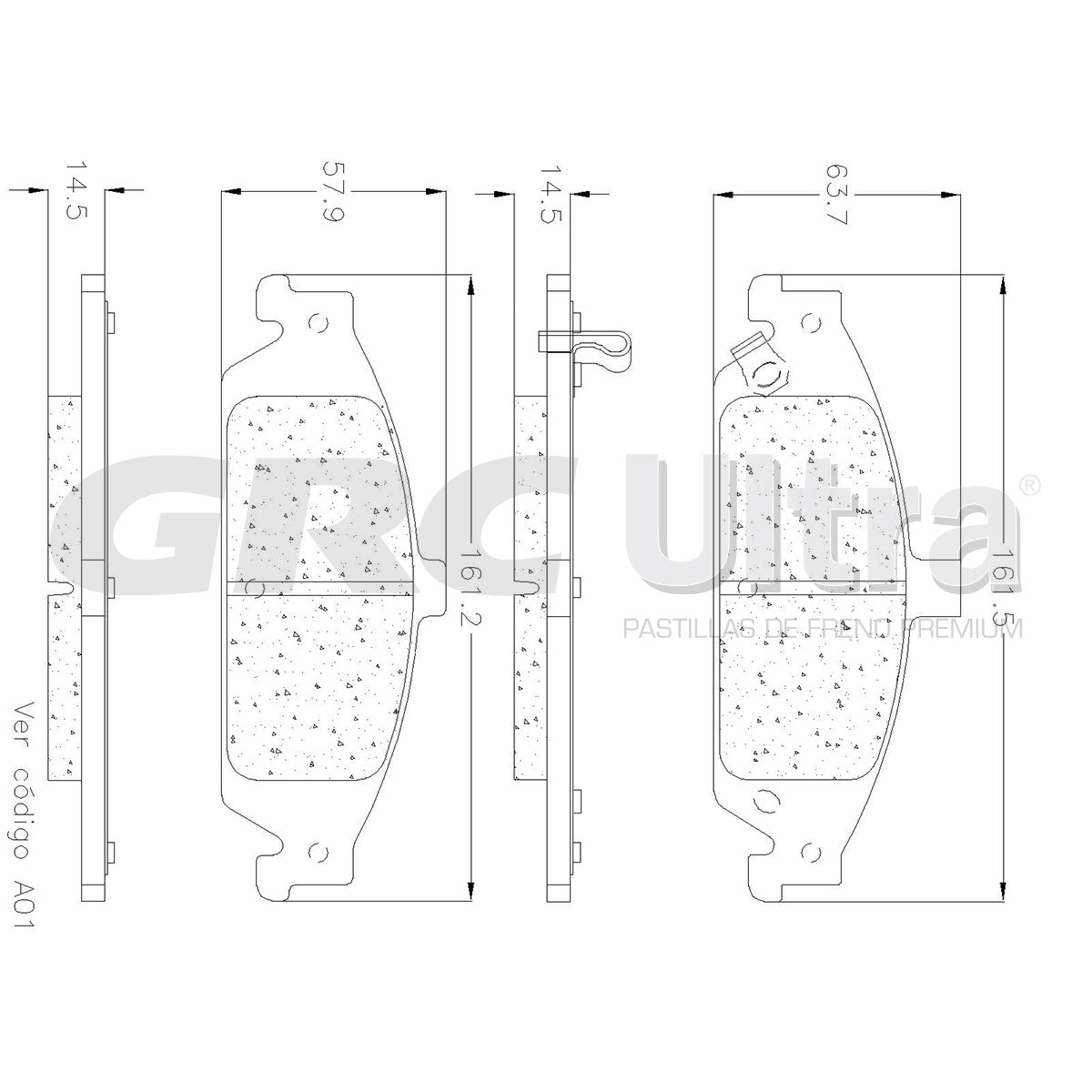 GCD752 - BALATAS CERAMICAS DELANTERAS PARA PONTIAC GRAND AM 1999-2005