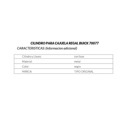 MANJ-70077 - CILINDRO PARA CAJUELA PARA BUICK CENTURY 1991-1994