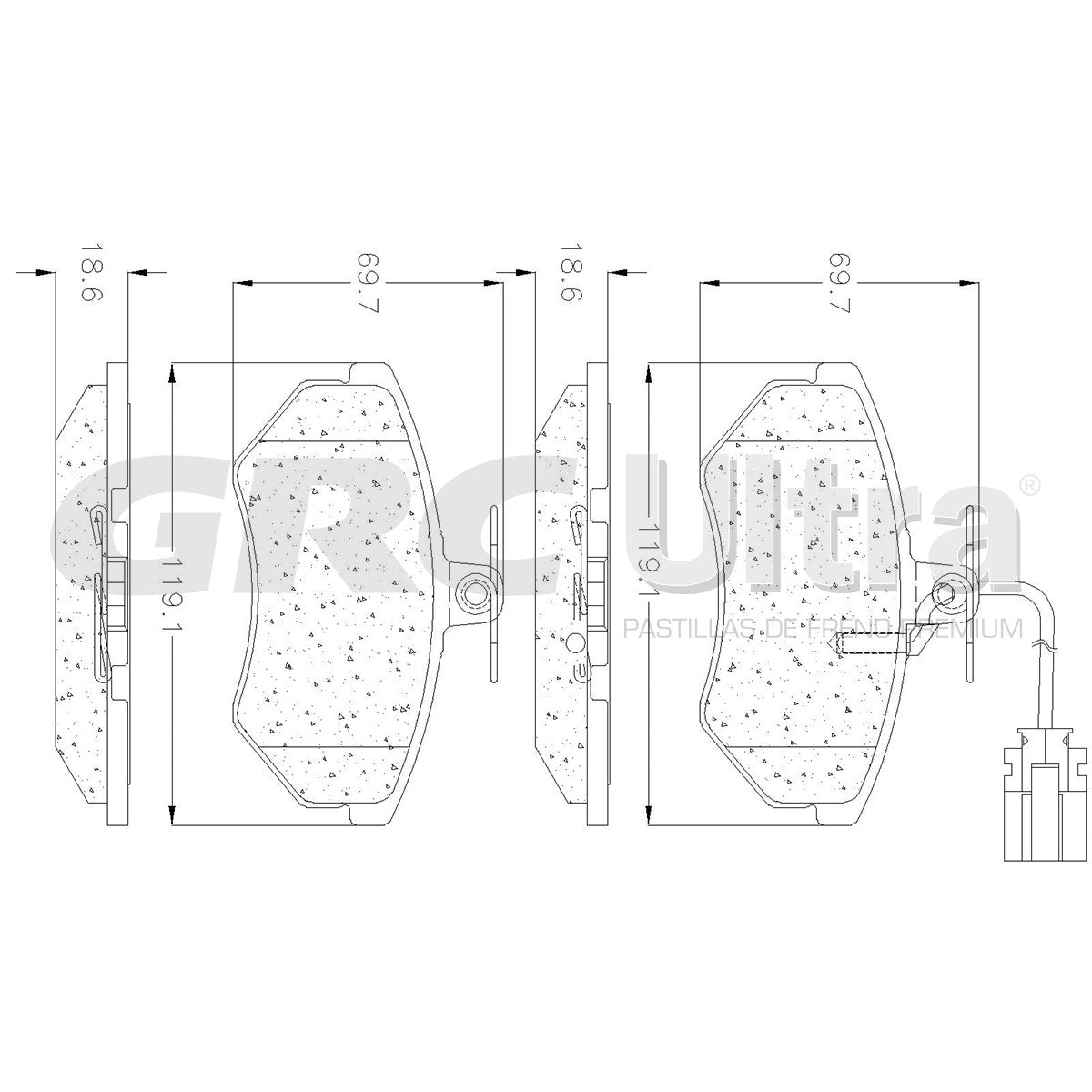 GMD684A - BALATAS SEMIMETALICAS DELANTERAS PARA VOLKSWAGEN GOLF GTI VR6 2.8L 1995-1995