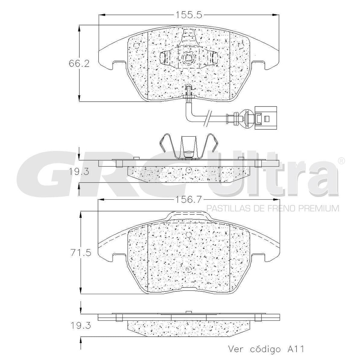 GCD1107 - BALATAS CERAMICAS DELANTERAS PARA AUDI A1 2018-2018