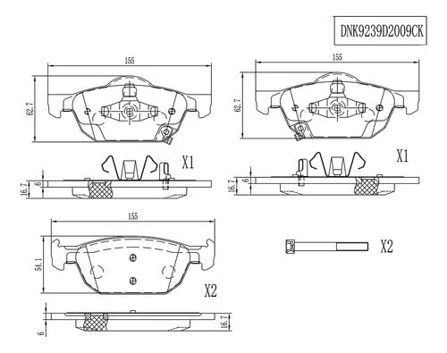 CSA-DNK9239D2009CK - BALATAS DELANTERAS PARA HONDA CIVIC 4 2.0 2013-2016 CERAMICAS