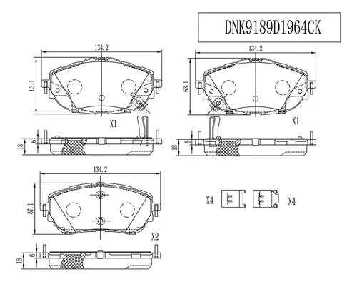 CSA-DNK9189D1964CK - BALATAS DELANTERAS PARA TOYOTA COROLLA 4 1.8 2015-2016 CERAMICAS