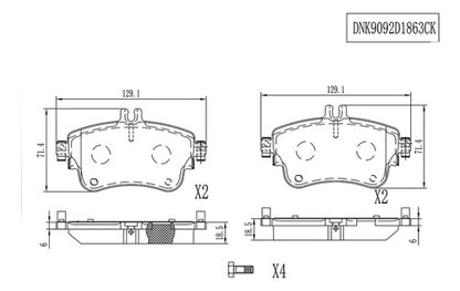 CSA-DNK9092D1863CK - BALATAS DELANTERAS PARA MERCEDES-BENZ B180 4 1.6 2012-2014 CERAMICAS